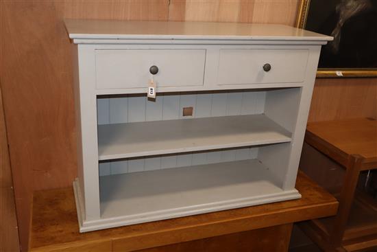 A grey painted two drawer side cabinet W.110cm